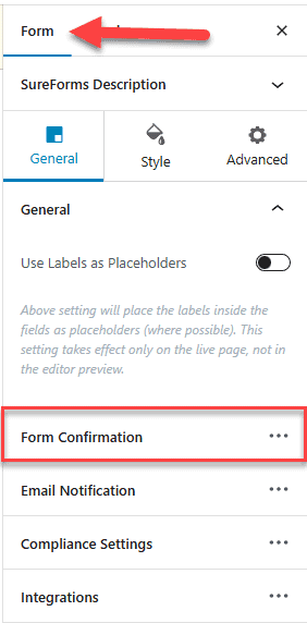 How to Set Up Response for SureForms Sureform Form Menu 1