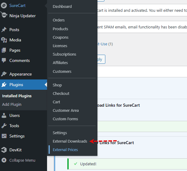 External Download Links Menu Location 1