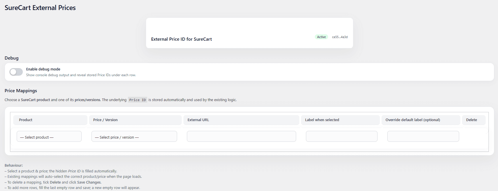 External Price Links Activated State 1