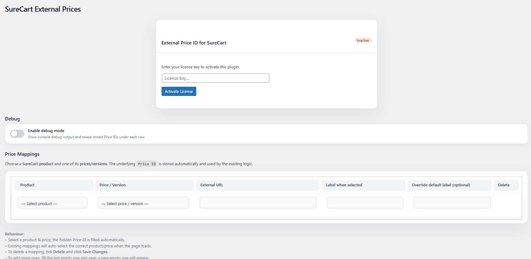 External Price Links Activation 1