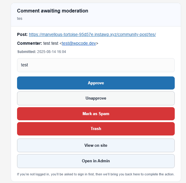 Moddash Email Notification