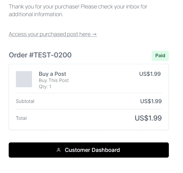 Purchase Post Access Shortcode Thankyou 1