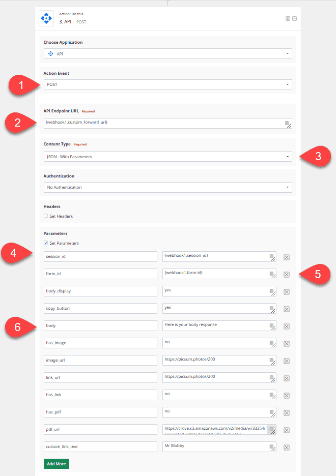 Web hook Response Information FlowMattic automation configuration example