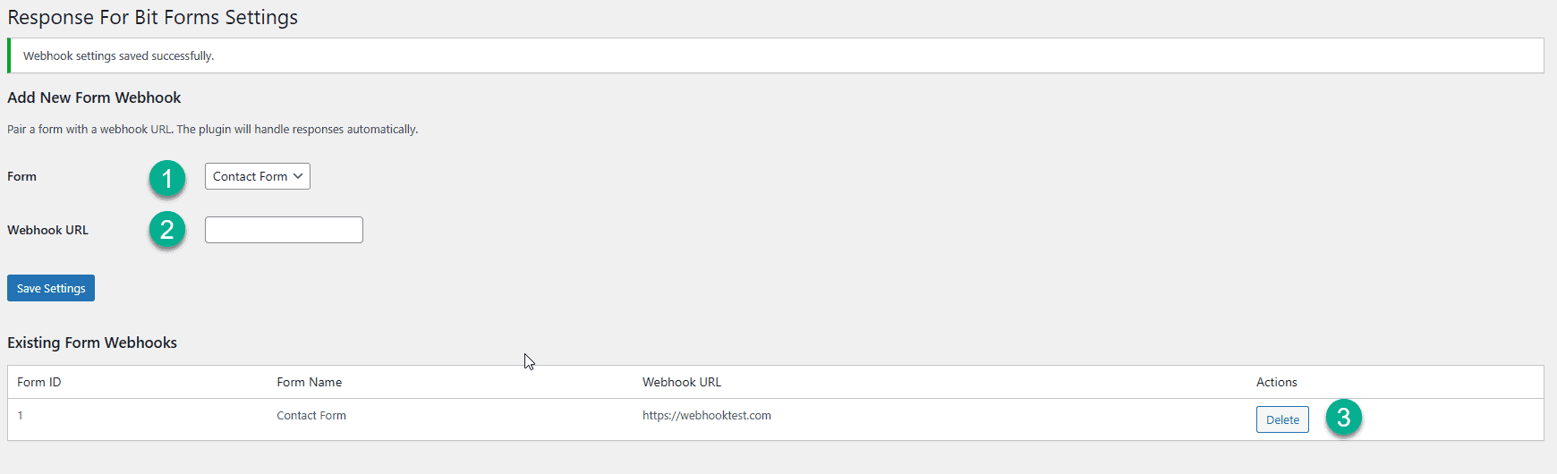 Setting up your form for a response Response For Bitforms Setup 1