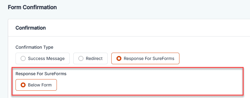 How to Set Up Response for SureForms Select Your Desired Response Type 1